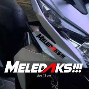 stiker cutting tulisan kata MELEDAKS aksesoris helm motor mobil reflektive 3d menyala timbul