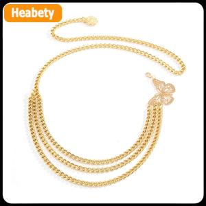 【2-3 days delivery】 Temperament Butterfly Waist Chain Elegant Multi-Layer Butterfly Tassel Waist Chain Belt For Women Fashion Metal High Waist Body Chain Dress Lady Belt