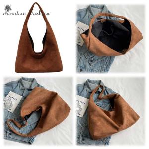 Women Suede Shoulder Bag Large Capacity Underarm Bag Trendy Hobo Bag Slouchy Bag for Work Travel Shopping