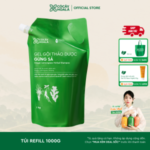 Dầu Gội Thảo Dược Cỏ Cây Hoa Lá Gừng Sả Ngăn Tóc Bết Dầu Hỗ Trợ Mọc Tóc Túi Refill 1000g