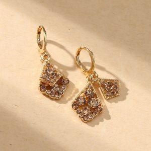 High-End Maillard Rhinestone Earrings Geometric Fashion Light Luxury Earrings Jewelry Gift for Women