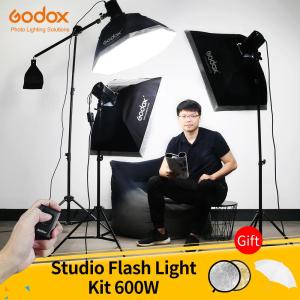 Godox 600Ws Strobe Studio Flash Light Kit 3pcs 200Ws Photographic Lighting - Strobes + Light Stands + Triggers + 50*70cm Soft Box + 80cm Octangon Softbox For Photo Studio Shoot godox studio light