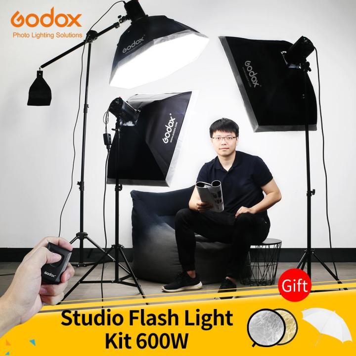 Godox 600Ws Strobe Studio Flash Light Kit 3pcs 200Ws Photographic