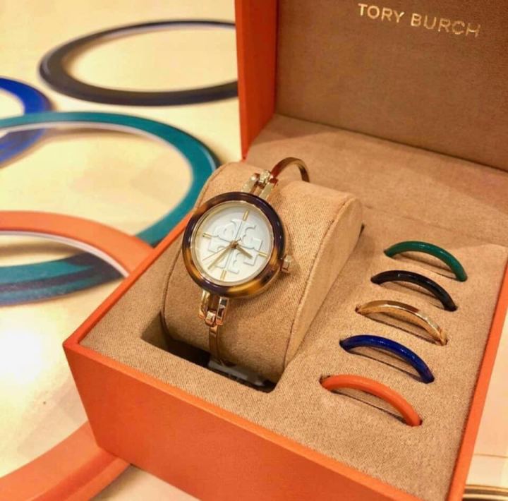 T.O.R.Y B.U.R.C.H Gigi Bangle Watch Gold Tone Multicolor 27mm