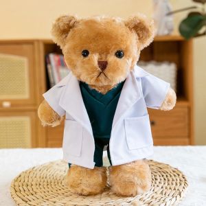 WARM White Coat Doctor Bear Stuffed Hospital Uniform Nurse Bear Plush School College 30cm Animal Plush Bear Gift Nurses Day