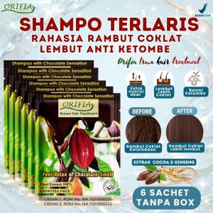 ORIFIA Brown Hair Shampoo Box isi 5 sachet - Sampo Perawatan Rambut Rontok Anti Ketombe Uban - Pewarna rambut