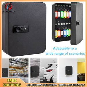 Winnereco Organized Key Safe with Combination Lock Wall Mount 20 Hooks Secure Storage for Keys and Small Valuables