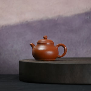 原矿朱泥纯手工潘壶100ML小品光素自用宜兴紫砂壶功夫泡茶壶茶具