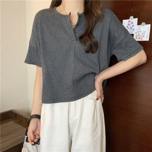 IELGY Áo Học Sinh Dễ Phối Dáng Rộng Màu Trơn Đơn Giản Thời Trang Phong Cách Hàn Quốc Mùa Hè Cho Nữ