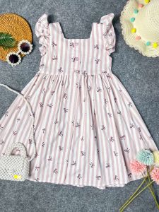 Leia - 50 Ribbon Striped Dress / Dress Motif Pita Bergaris Anak Perempuan Usia 3-7 Tahun