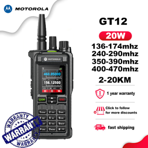 Motorola GT-12 Walkie Talkie Portable 20W 6800mAh High-Powe 20km long range Dual-Band Radio walkie talkie