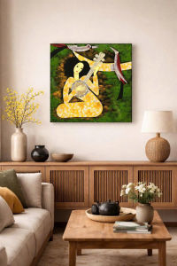 🌿 TRANH SƠN MÀI CÔ GÁI ĐÀN NGUYỆT –Size 40x40 Cm / VẺ ĐẸP NGHỆ THUẬT VIỆT 🌿