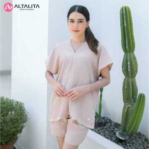 Altalita - One Set Jumbo Setelan Cringkle Airflow Wanita Dewasa Kekinian Baju Tidur Celana Pendek Terbaru