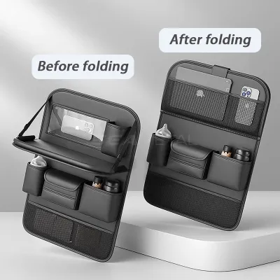 Car Seat Back Storage Bag Large Capacity Organizer Automobile Seat Back Foldable Table Waterproof Mu