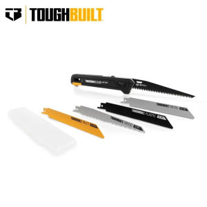 TOUGHBUILT TB-H4S5-23FU Folding Jab Saw Kit + 5pc Blade Set - Professional Multi-Material Utility Hand Saw for Drywall Wood Metal & Plastic