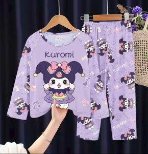 Christmas gifts Halloween Cartoon Children Kuromi Long Sleeved Pajamas Sanrio Melody Autumn New Anime Cinnamoroll Girl Kawaii Home Suit Set Girls Clothe