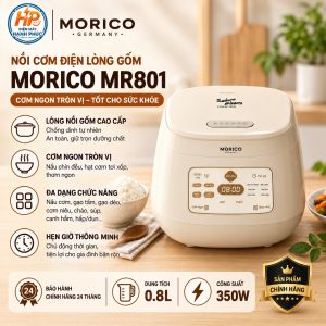 Nồi Cơm Điện Tử Lòng Gốm MORICO MR801 0.8L 350W Đa Chức Năng Nấu Cơm Cháo Hầm Canh Giữ Nhiệt Tốt Cho Gia Đình 1-2 Người
