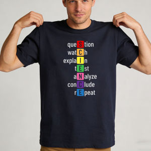 [Local Stock] HBESTY  Science Experiment Steps Men T Shirt Colorful Vertical Letter Science Teacher Graphic Stylish Mens Short Sleeve Garment