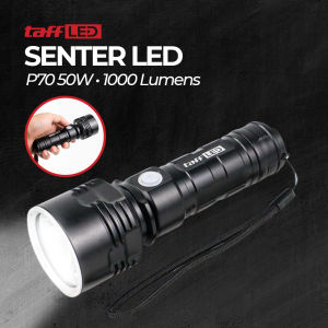 Senter LED USB Rechargeable P70 50W 1000 Lumens With 26650 Battery Black
