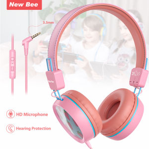New Bee KH20 Tai nghe có dây cho trẻ em Màu sắc tai nghe chụp qua tai Âm thanh nổi Tích hợp micrô An toàn Âm lượng 85dB Giới hạn cho trẻ em Học trực tuyến Wired Headphone for Kids