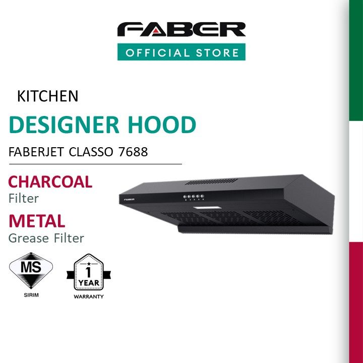 FABER DESIGNER HOOD FABERJET CLASSO 7688 SLIM COOKER HOOD RECIRCULATING