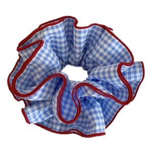 Màu Xanh kiểm tra scrunchie hairtie phụ kiện tạo kiểu thoải mái hairband cho phụ nữ Cô Gái Văn phòng bên trường thường đi chơi