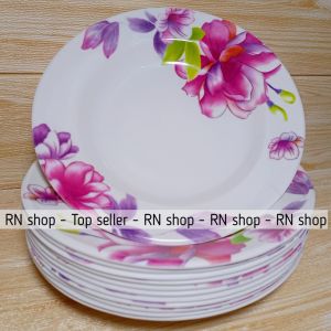 12 PCS PIRING MAKAN MELAMIN MOTIF MAWAR 9INCH TERLARIS DAN MEWAH