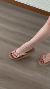 [Free Shipping] European-Style WomenS Shoes 4CM Height-Increasing Heavily Embellished With Rhinestones WomenS Summer Outdoor Mid-Heel Non-Slip Thick-Soled Beach Sandals