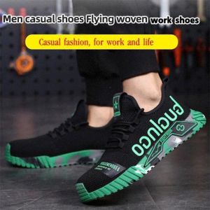 Men Work Shoes Flying Woven Mesh Comfortable Casual Shoes Trend Running Sneakers Sport Shoes Murah