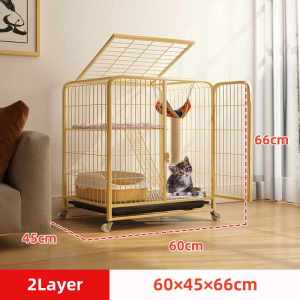 🐱4 Tier Cat Cage Galvanized Steel Anti-Karat Mudah Alih with Wheels Roda & Platform Tangga Removable Dulang 3 Pintu Design (2/3/4 Tingkat)
