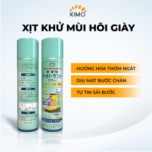 Chai xịt khử mùi giày Xịt thơm giày thơm chân nghệ Bạc ion kháng khuẩn XIMO 300ml VSG08