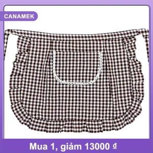 【CANAMEK】 Tạp dề vuông kiểm tra nửa eo Tạp dề chất liệu cotton chống vết bẩn thoáng khí nấu ăn tại nhà quần áo làm việc phụ kiện nhà bếp