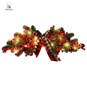 Decorative Christmas Swag for Front Door Festive Hanging Ornament with Seasonal Accents