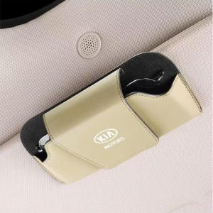 High quality Multifunctional Leather Car Glasses Case Car Sun Visor Sunglasses Storage Clip Car Storage Case car accessories For Kia Picanto seltos Rio Sportage Carnival Sorento Carens Forte Pride Soul Pregio Besta Bongo Cerato K2700