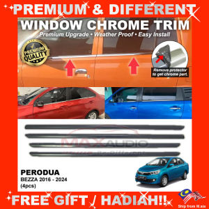 Window Chrome Trim PERODUA BEZZA 2016 - 2024 (4pcs) Car Door Seal Moulding Line Lining Sticker Strip