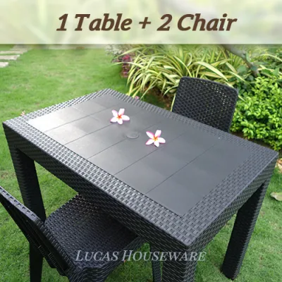 DINING TABLE SET (TABLE AND 2PCS CHAIR) OUTDOOR TABLE INDOOR TABLE DINNING ROOM SET FURNITURE SET RATTAN DESIGN SUNRISE 24 X38