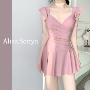 Alisa. Sonya Hot selling swimsuit for women Conservative skirt Covering the belly Appear thin Small chest gathering Swimming