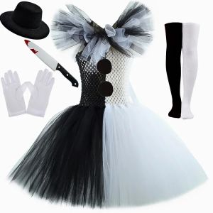 Terrifier Art The Clown Costume Girl Black White Fancy Tutu Dress Horror Joker Dress for Kids Halloween Carnival Party Costumes2026