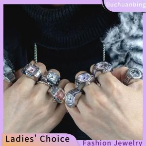 [COD] liuchuanbing Jewellery Nhẫn cổ điển Punk Quartz Xem nhẫn cho vài phụ nữ người đàn ông hip hop mát đàn hồi co giãn xem Nhẫn Ngón Tay Cá Tính Phụ Kiện hip-hop