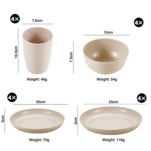 16pcs Camping Dinnerware Set Bowl Dish Plate Water Cup Black 16-Piece Set Outdoor Picnic 餐具套装