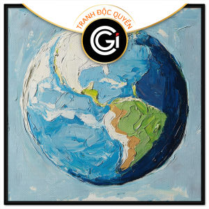 Tranh vẽ chủ đề bảo vệ môi trường trái đất. Tranh treo tường dán tường sơn dầu canvas.CGI-1938