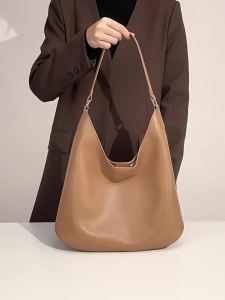 Túi kẹp nách đeo vai nữ phong cách lười biếng da thuộc thảo mộc kiểu Hàn Quốc đơn giản túi tote dung tích lớn túi xô đeo vai đi làm