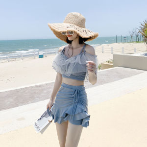 ชุดว่ายน้ำสตรี สายแขวน ผอมเพรียว ซานย่า  สไตล์รีสอร์ท ชุดว่ายน้ำผู้หญิงวัยใส  ชุดว่ายน้ำกระโปรง