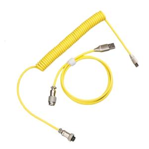 Metal Aviators Connectors Coiled USB Type C Cable for Mechanical Keyboards Aviators Connectors Spirals Paracord