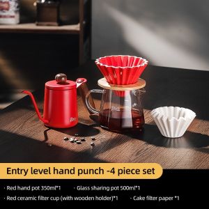 BINCOO Coffee Dripper Set with Filter Cup Grinder Hand Brew Coffee Pot Set Coffee Maker Set Utensils 600ML