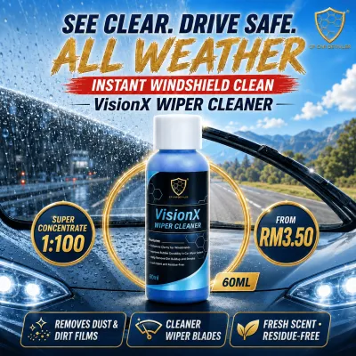【CP CAR Detailer】VisionX Windshield Wiper Fluid Cleaner 60ml - Streak-Free Crystal Glass Ultra Clear Vision