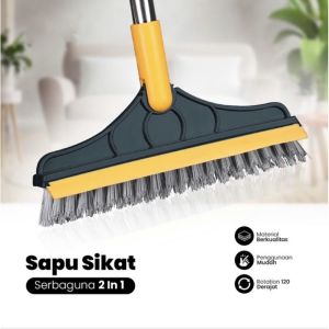 FLOOR BRUSH 2 IN 1 SIKAT TOILET KAMAR MANDI / SIKAT DORONG GAGANG PANJANG / SIKAT WC 2 IN 1 WIPER MULTIFUNGSI