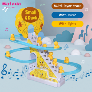 Bafada Kid Diy Small Duck Penguin Electronic Climbing Stairs Track Toy Light Musical Slide Track Coaster Toy Educational Fun Gifts Duck Climbing Electric Musical Flash Roller Coaster Track Climbing Stairs Montessori Toys