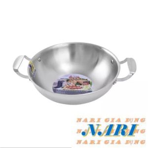 Chảo Sâu Inox 304 Ba Lớp Đáy Từ Ticook - Chảo 2 quai sâu 3 lớp 304 toàn thân Cao Cấp - gia dụng Nari