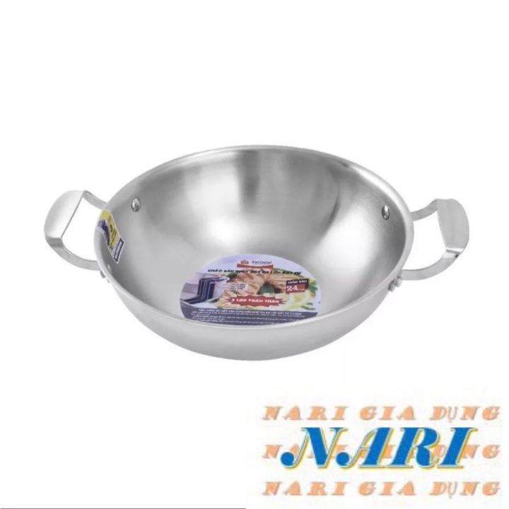 Chảo Sâu Inox 304 Ba Lớp Đáy Từ Ticook - Chảo 2 quai sâu 3 lớp 304 toàn ...